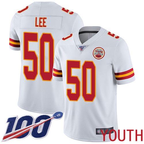Youth Kansas City Chiefs #50 Lee Darron White Vapor Untouchable Limited Player 100th Season Nike NFL Jersey